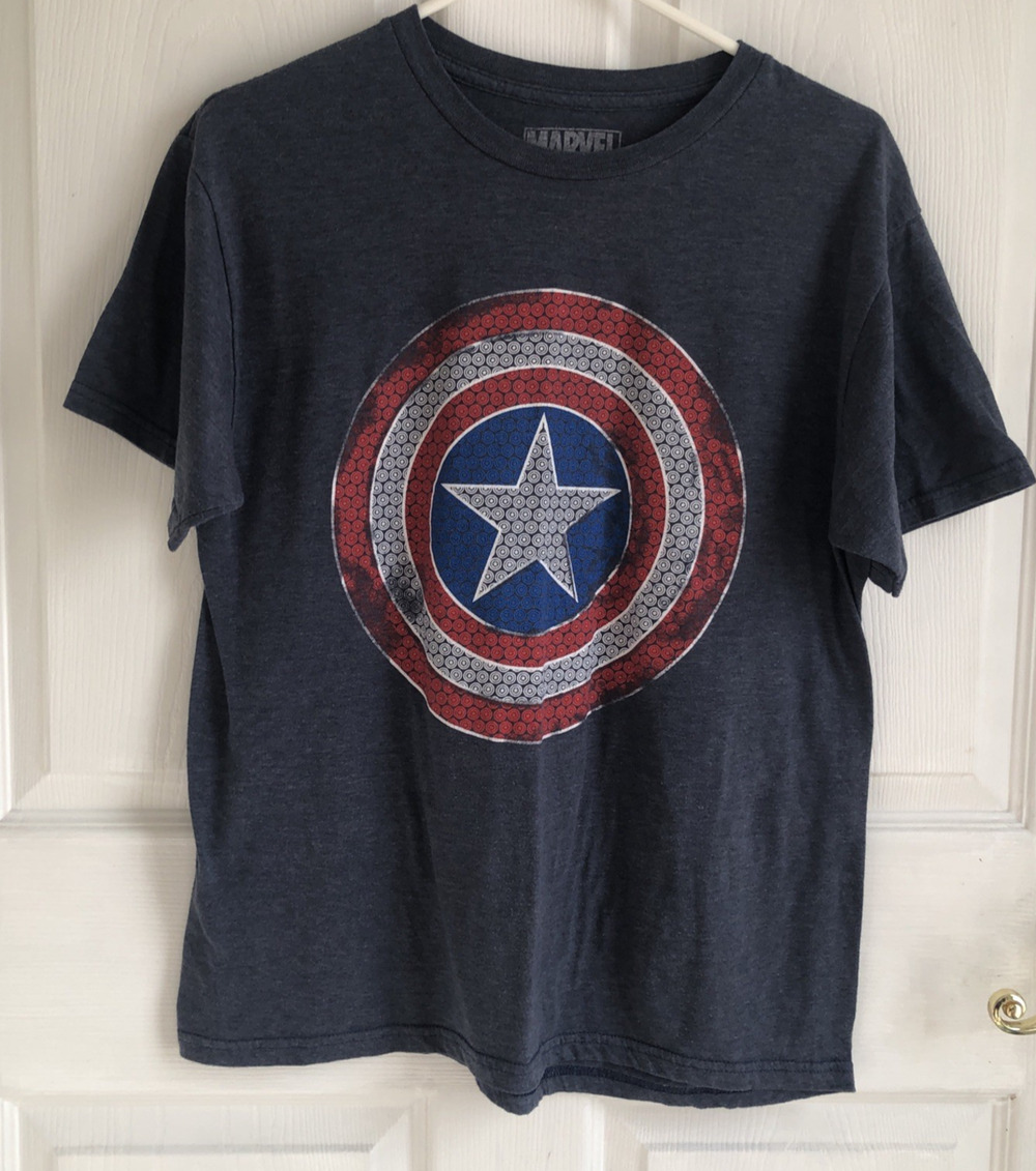 Marvel Comics Captain America Shield Medium T-Shirt Gray Blue Vintage look